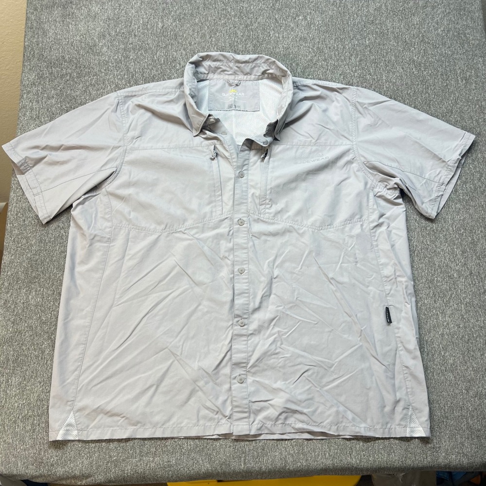 Cabelas‎ Guidewear Mens 3XL Gray Fishing Shirt UPF 50 Short Sleeve Button Up 104